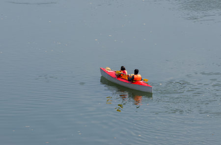 Kayaking at kaptai lake. this photo was taken from Kaptai,Rangamati,Bangladeshの写真素材