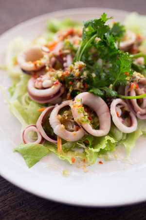 Squid steamed with lime,Thai food , hot and spicyの写真素材