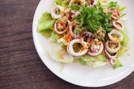 Squid steamed with lime,Thai food , hot and spicyの写真素材