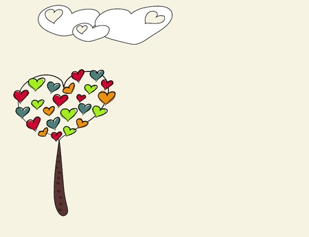 abstract heart tree and clouds background vector illustrationのイラスト素材