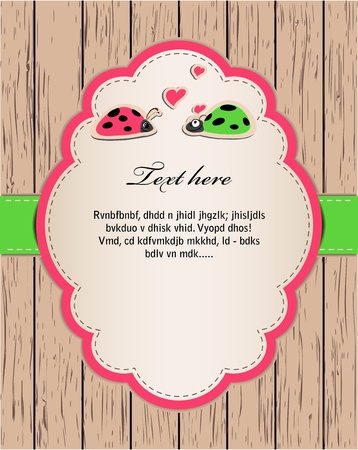 wooden card with ladybirds in love.のイラスト素材
