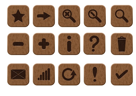 Basic set of 15 wooden icons  Vector illustration eps8のイラスト素材