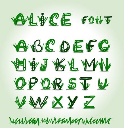 Hand drawn green font in vector format  Eps8のイラスト素材