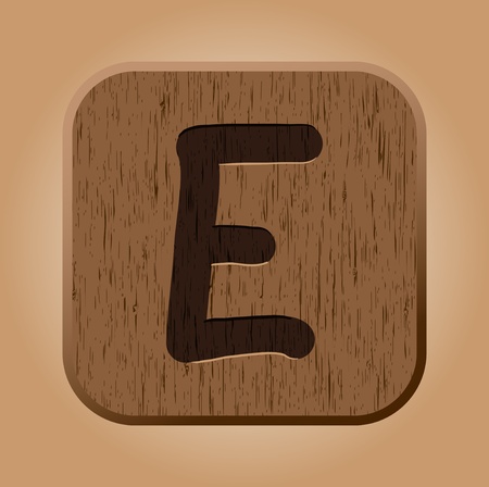 Hand drawn  wooden letter E  Vector illustration EPS8のイラスト素材