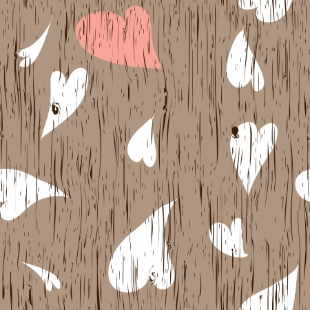 Wooden texture with heartsのイラスト素材