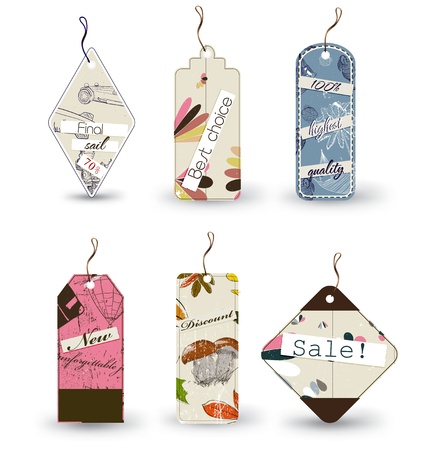 Vector set of 6 tags different shapesのイラスト素材