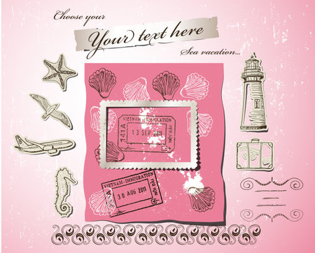 set of sea treveling elements  のイラスト素材