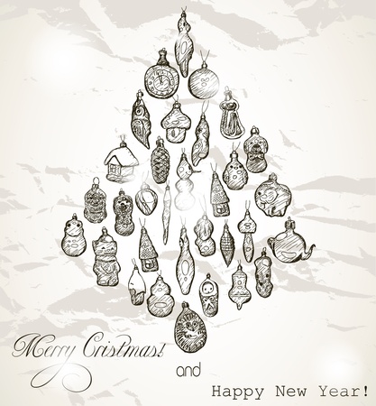 Vintage Christmas card with snowflakes のイラスト素材