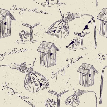 Vintage seamless texture about spring  Vector illustration EPS8のイラスト素材