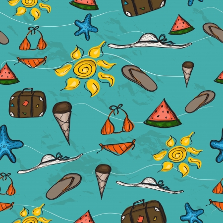 Seamless texture with sea vacation elements  Vector illustration EPS8のイラスト素材