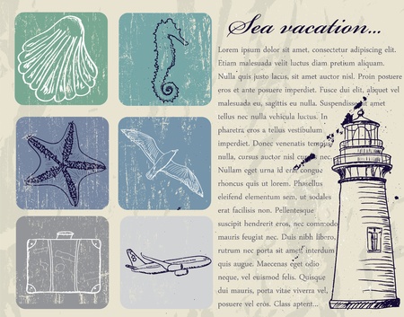 Vintage set of sea travel icons.のイラスト素材