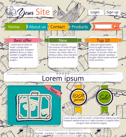 Website template with vintage elements. Seamless texture included as a swatch.のイラスト素材