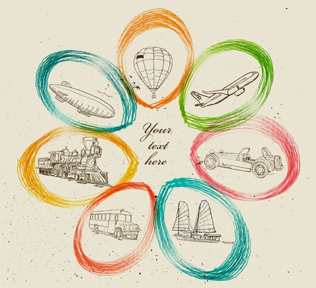 Banners  with different modes of transport.のイラスト素材