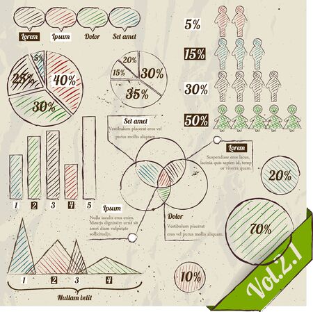Retro set of infographic elements. Vector illustration のイラスト素材