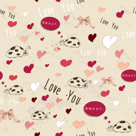 Seamless texture with "love" elementsの写真素材