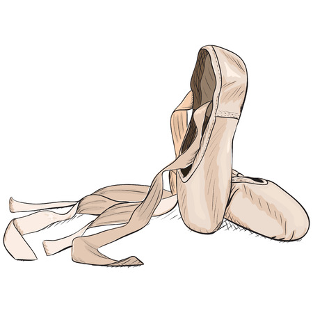 Hand-drawn style pointe shoes. EPS8 vector illustration.のイラスト素材