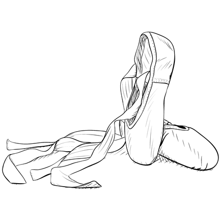 Hand-drawn style pointe shoes. EPS8 vector illustration.のイラスト素材
