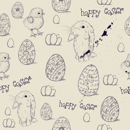 Vintage seamless texture with easter eggs. Vector illustration EPS8のイラスト素材