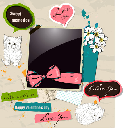 Pastel scrapbooking elements set. Vector illustration EPS10のイラスト素材