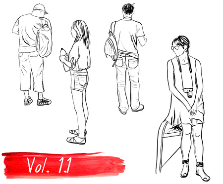 Set of hand-drawn people.のイラスト素材