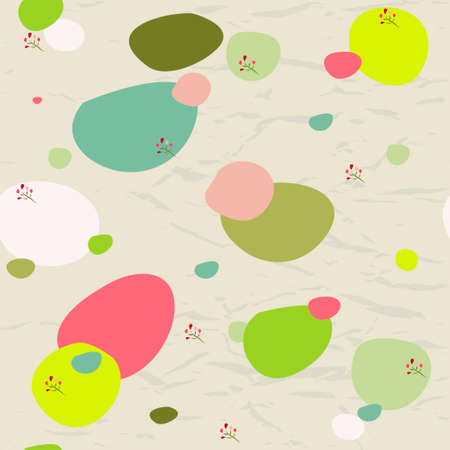 Seamless pastel pattern with floral elements on crumpled paper background.のイラスト素材