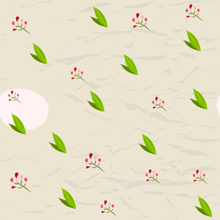Seamless pastel pattern with floral elements on crumpled paper background.のイラスト素材