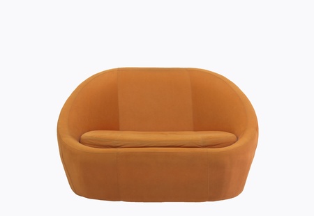 Red sofa on white backgroundの写真素材