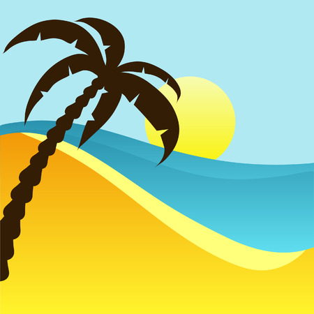 Vector palm and seaのイラスト素材