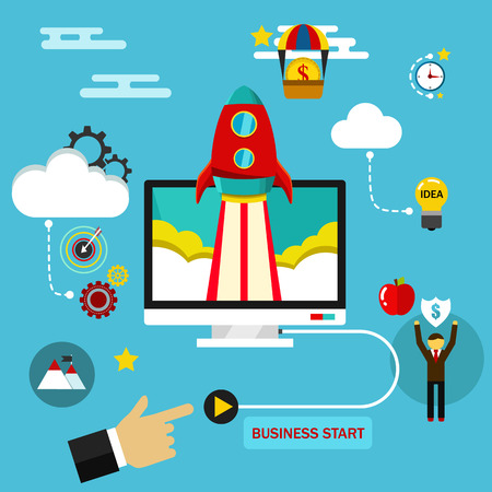 Business start up concept. Flat illustrationのイラスト素材