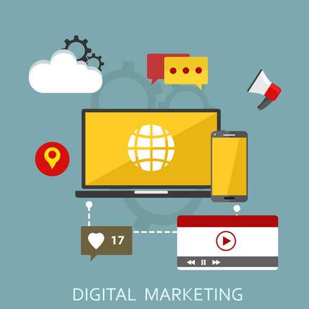 Digital marketing flat illustration.のイラスト素材
