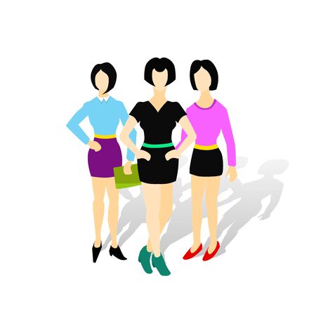 Standing Office Manager Woman business flat conceptual illustrationのイラスト素材