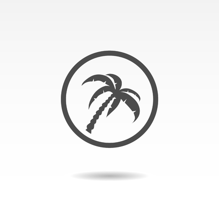 Palm trees silhouette on island. Vector illustrationのイラスト素材
