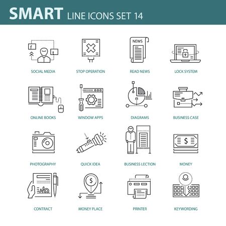 Modern thin line icons set for business, infographic and different projectsのイラスト素材