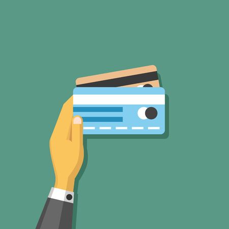 Hand holding a credit card. Vector icons for mobile apps, Web sites and print projects.のイラスト素材