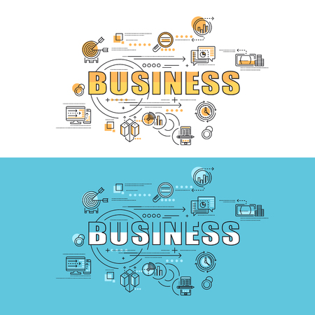 thin line consept wit fkat business iconsのイラスト素材