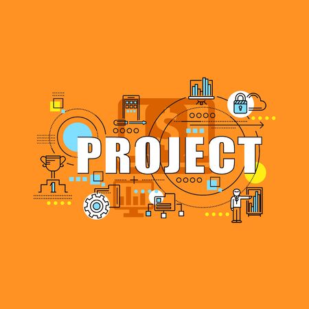 thin line consept wit fkat business iconsのイラスト素材