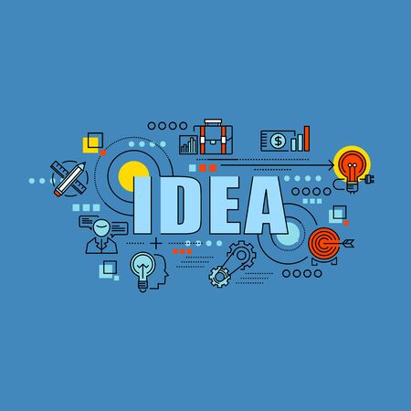 thin line consept wit fkat business iconsのイラスト素材