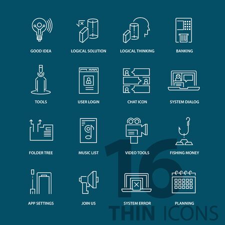 Set of thin line flat business iconsのイラスト素材