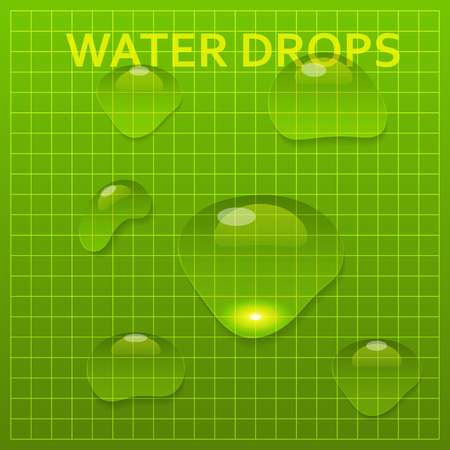 Set of transparent water vector bright dropsのイラスト素材