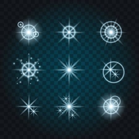 Glowing lights effect, flare, explosion and stars.のイラスト素材