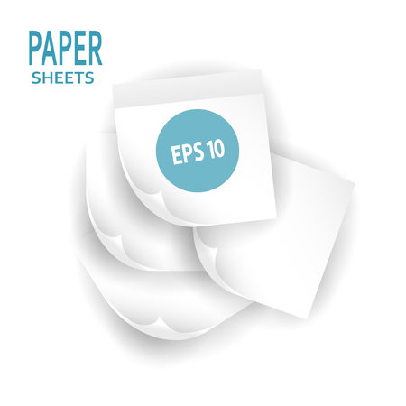 Vector white realistic paper sheet with shadowのイラスト素材