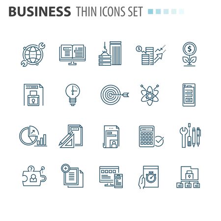 thin line flat isolated business icons setのイラスト素材