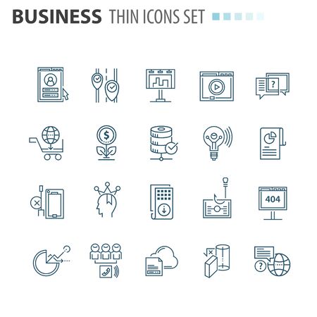 thin line flat isolated business icons setのイラスト素材