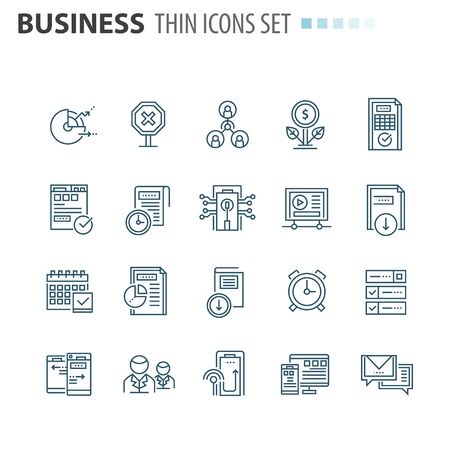 thin line flat isolated business icons setのイラスト素材