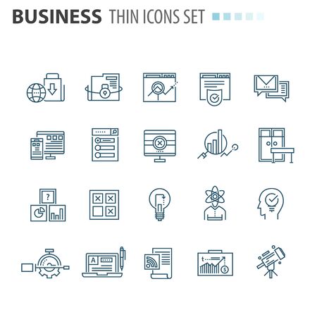 thin line flat isolated business icons setのイラスト素材
