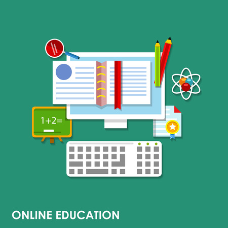 Flat design illustration concepts for online educationのイラスト素材