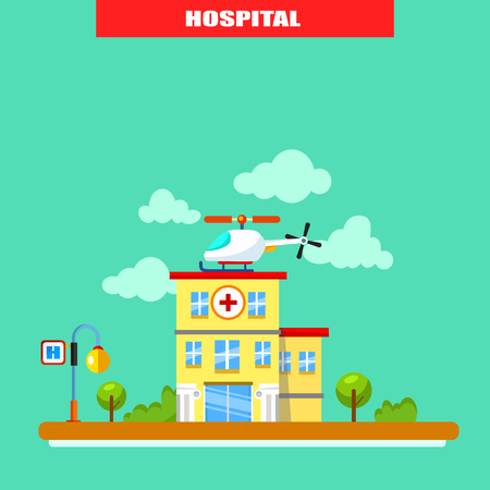 Hospital building in flat style vector illustrationのイラスト素材