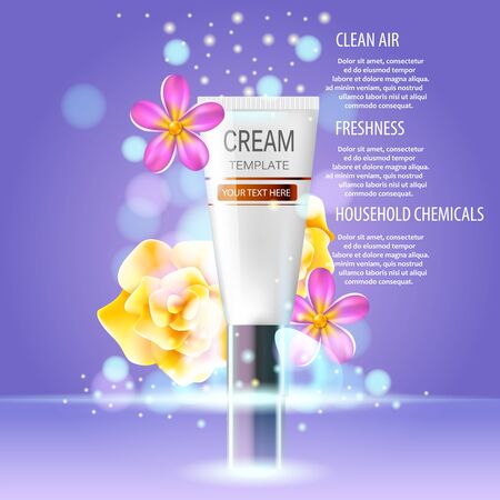 Vector realistic cosmetic bottles with natural elements.のイラスト素材