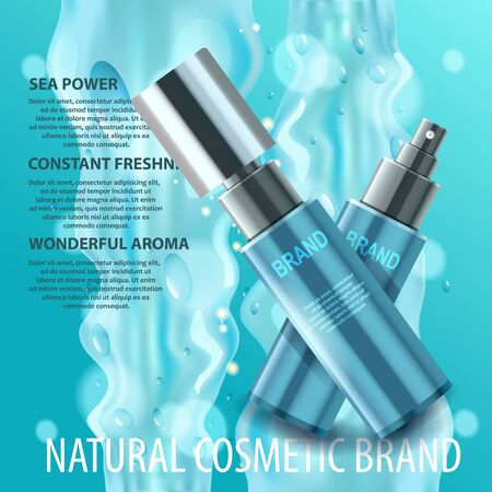 Vector realistic cosmetic bottles with natural elements.の写真素材