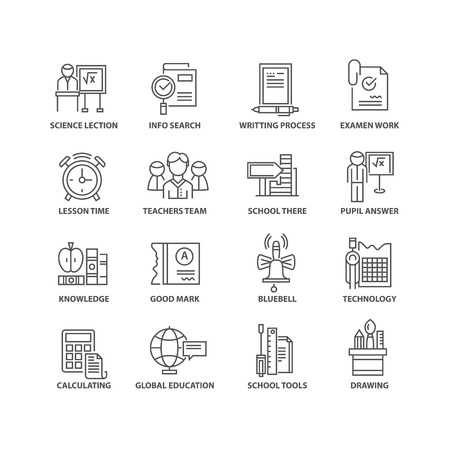 Thin line flat document education black iconsのイラスト素材